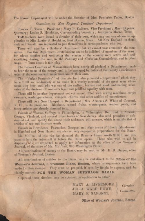A Page of Woman's Suffrage Bazar