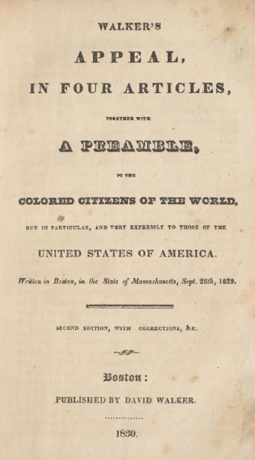 The front page of Walker's Appeal