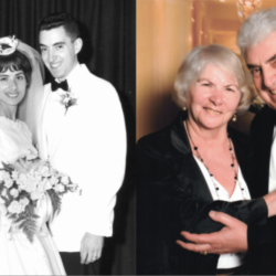 The Morellos on their wedding day and 60th anniversary