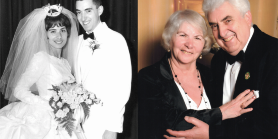 The Morellos on their wedding day and 60th anniversary