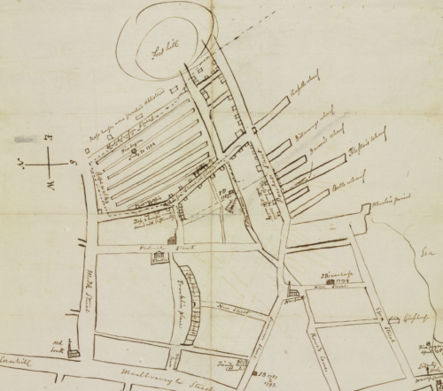 Map showing the extent of the Great Fire of 1794