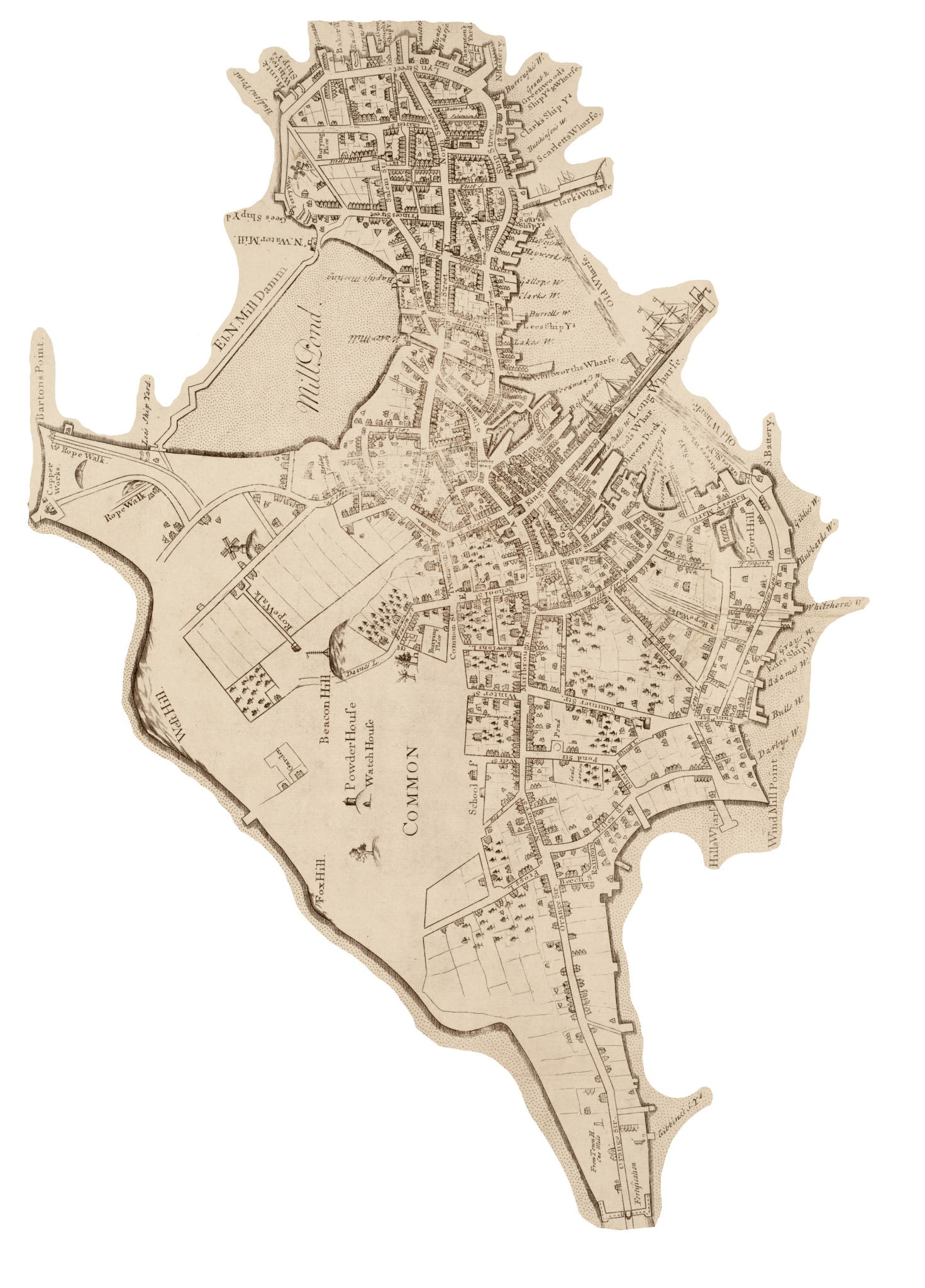 Bonner's Map of Boston 1723-33