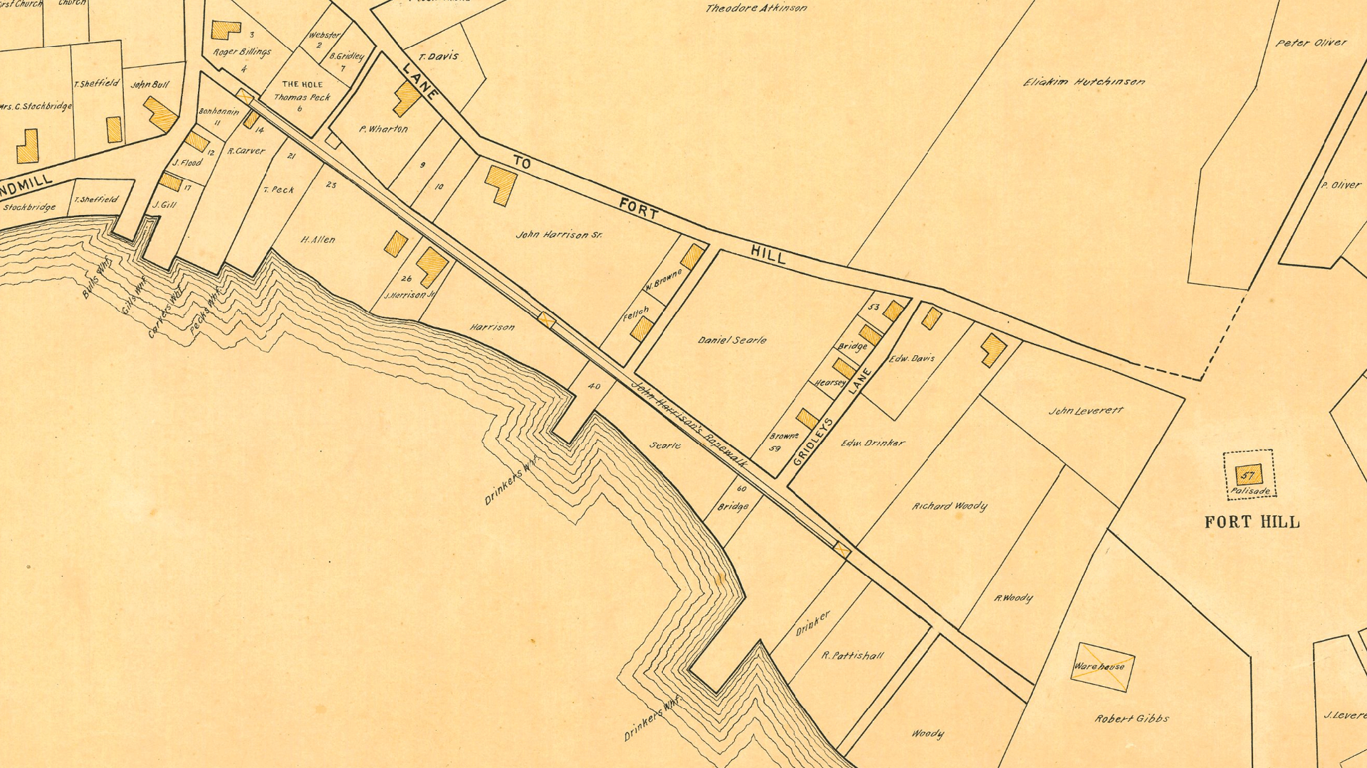 Map showing Harrison's ropewalk