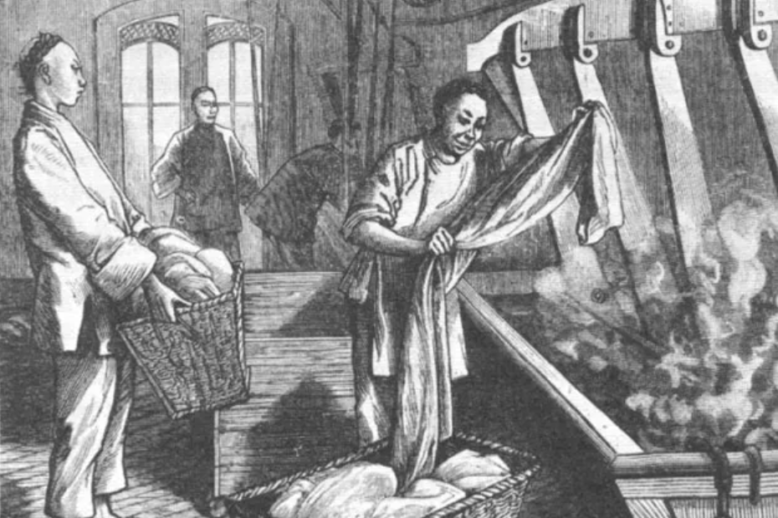 Depiction of Chinese men working in a Laundry