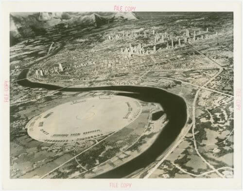 A massive model depicting a futuristic city