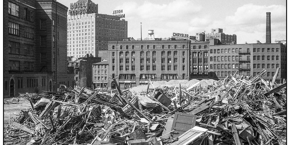 The Madison Hotel with rubble in the foreground