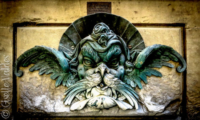 A fountain gargoyle