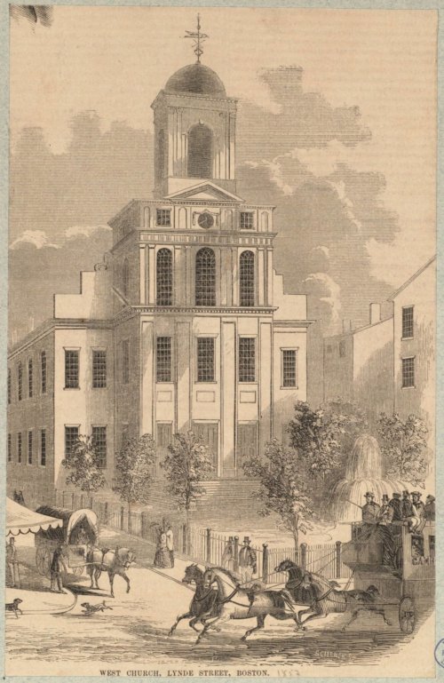 A drawing of the Old West Church