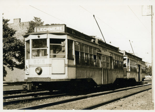 A streetcar in the 1920's on the Lechmere line. The cars are built of iron plates and appear very solid.