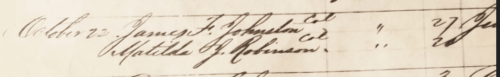 A brief line from a city record book noting a marraige