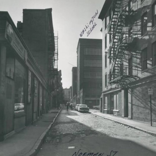Norman Street showing the Washington School, May 1961 (City of Boston).