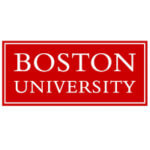 Logo of Boston University, the school's name on a red field.