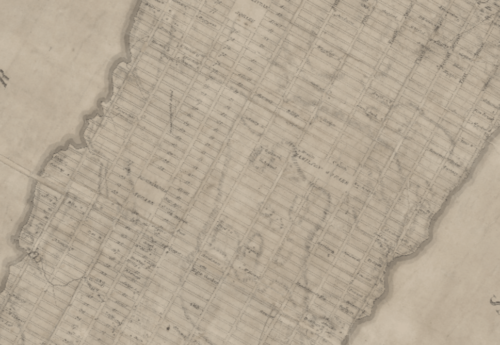 An old nineteenth-century map showing the gridlines of New York City.