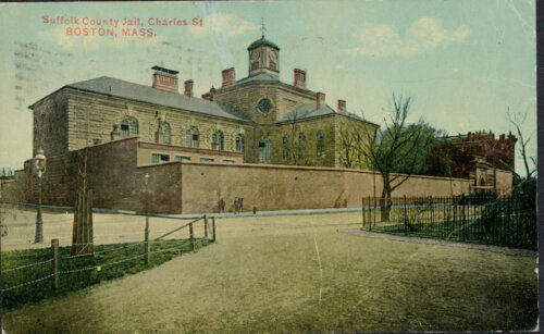 A colored postcard showing a large granite building with a central rotunda.