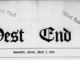 The top of a newspaper with a publication title "The West End News"