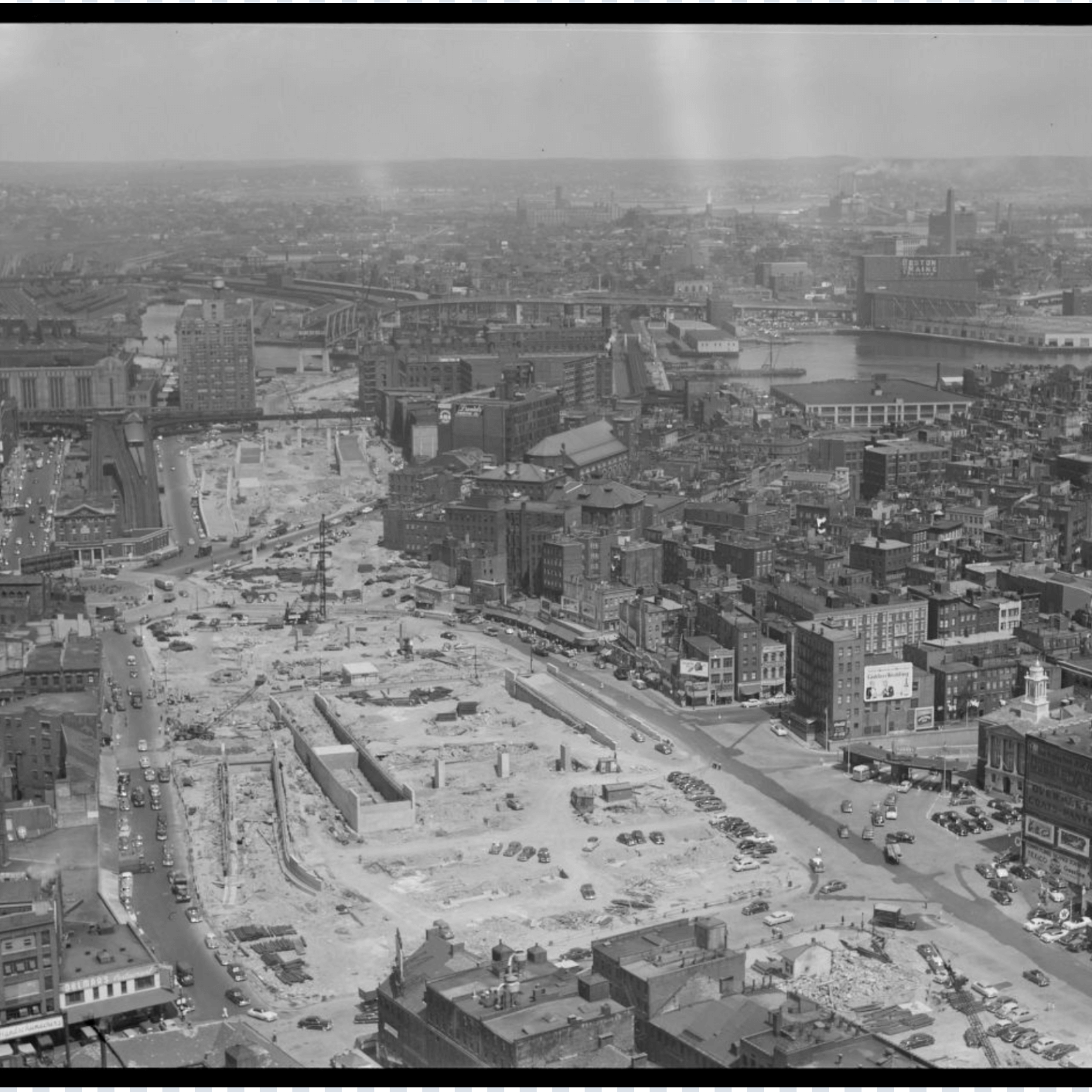 Aerial view of Central Artery construction.