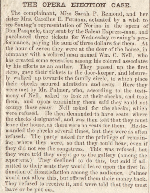 A newspaper clipping with the headline "The Opera Ejection Case".