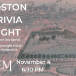 An aerial illustration of Boston Common with a pink filter on it.
