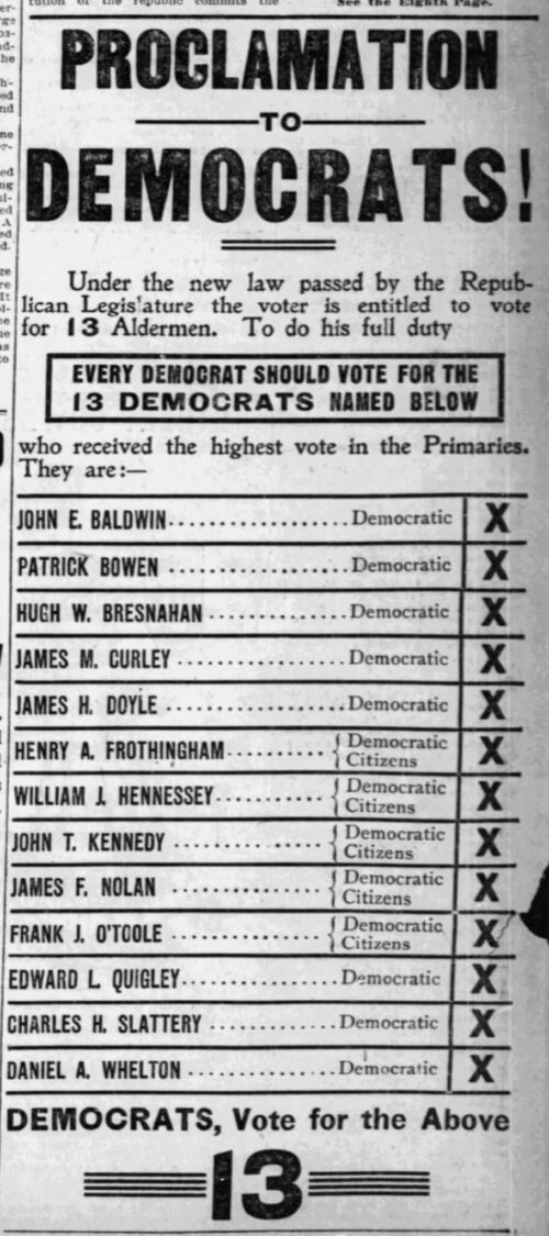 A newspaper clipping with the headline "Proclamation to Democrats".