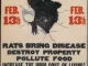 A poster showing a rat bursting through the page asking the public to kill rats.