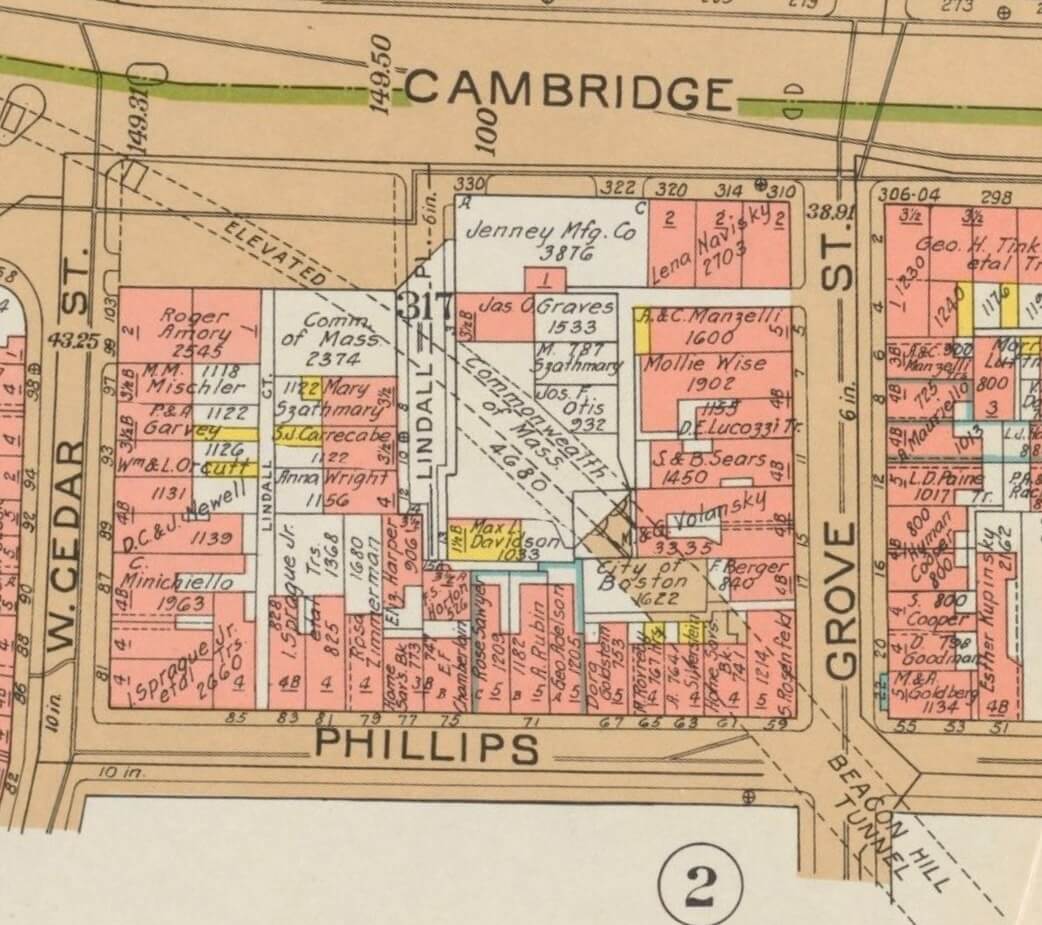 A close up of a street map with a tunnel going across diagonally.