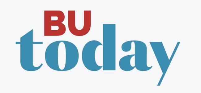 BU Today Logo Two lines of text in red and blue that say BU Today.