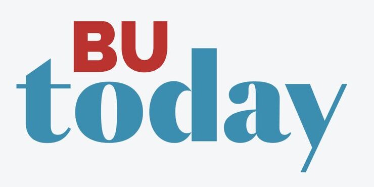 Two lines of text in red and blue that say BU Today.