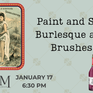 A pale green background with an image of a woman in front of foliage and a picture of wine.