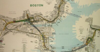 Big Dig Map A large map of Boston from above showing the Big Dig.