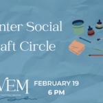 A blue background with a paper texture with crafting supplies.