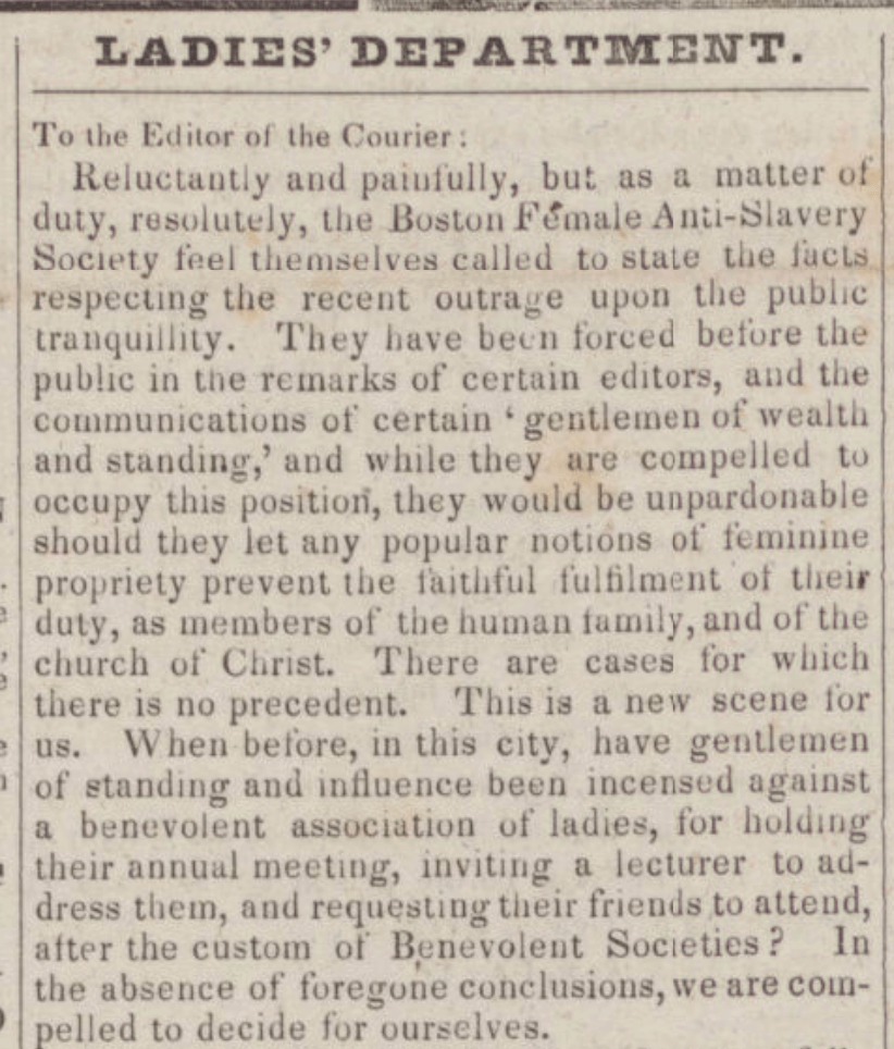 A newspaper clipping including a letter to the editor.