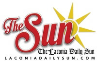 The Laconia Daily Sun logo with a large image a sun behind the word Sun.