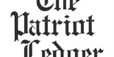 The logo of the "Patriot Ledger" in gothic font.
