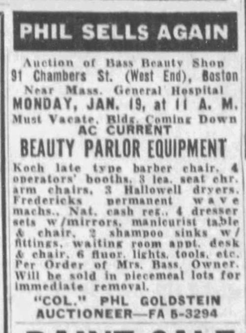 An ad for an auction in a newspaper.