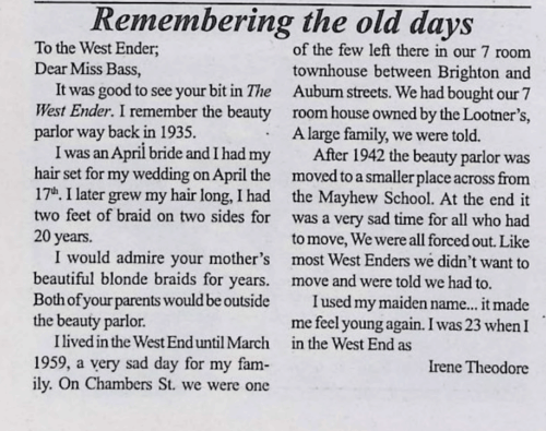 A newspaper clipping titled "Remembering the old days"