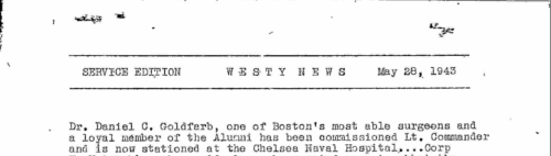 The first few lines of a typed newsletter titled "Westy News Service Edition"