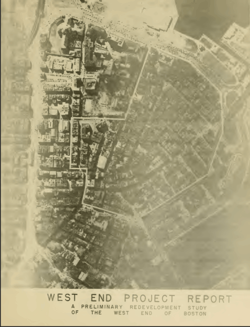 A screenshot of a digitized manuscript with an image of a city neighborhood outlined in white.