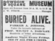 A newspaper ad for the Bowdoin Square Museum for "Buried Alive".