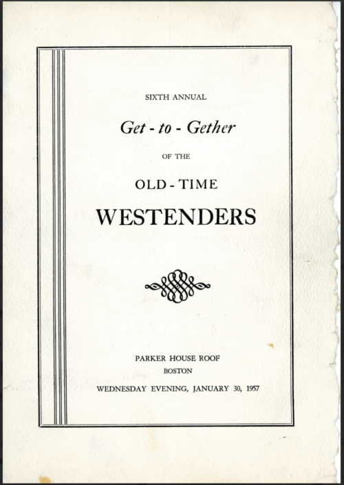 A program cover for an event that says "sixth annual Get-to-Gether of the Old-Time Westenders".