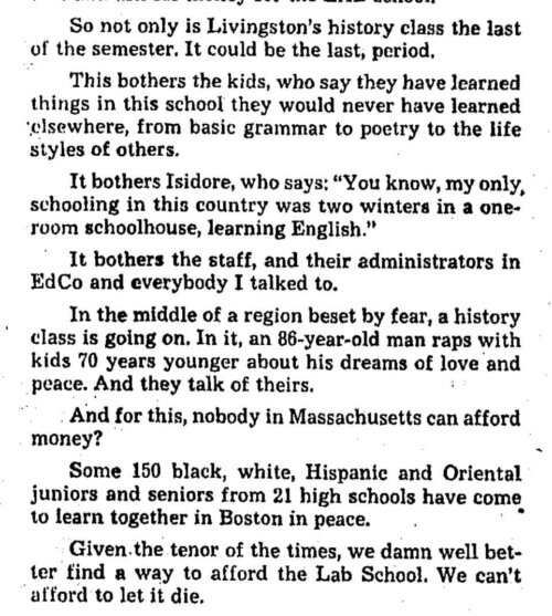 A newspaper clipping from the middle of an article.