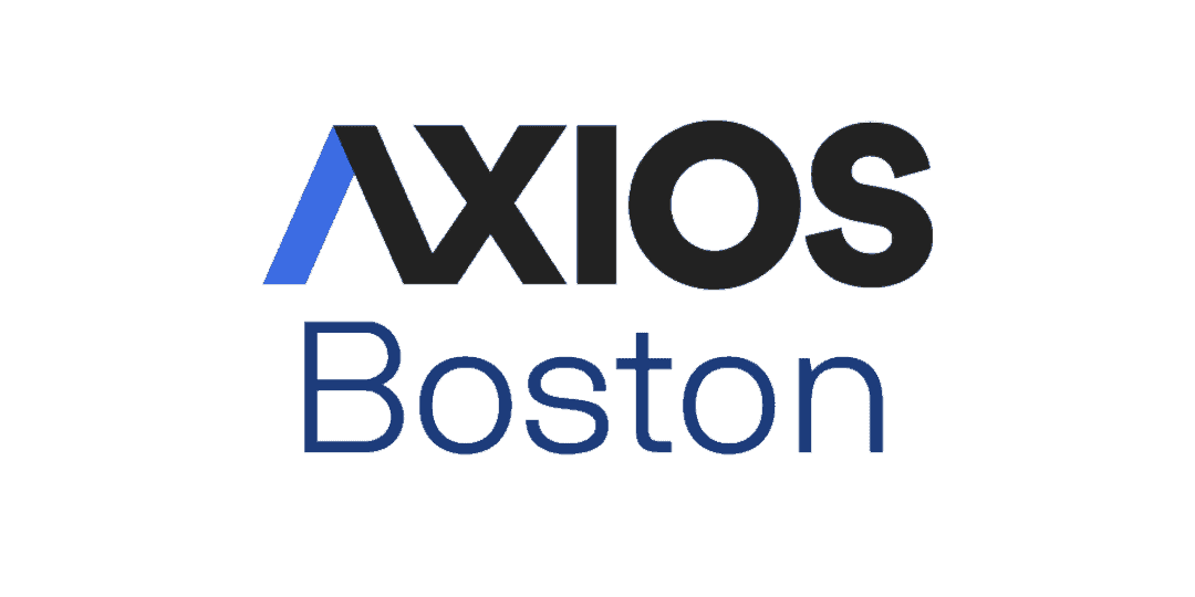 A blue and black logo on a white background that says Axios Boston