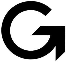 A stylized G logo that ends in an arrow.