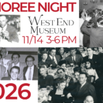 A collage of black and white photos showing people at celebrations.