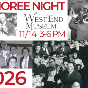 A collage of black and white photos showing people at celebrations.