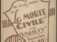 A poster with a central shield with the title "La Morte Civile" and "Variety".